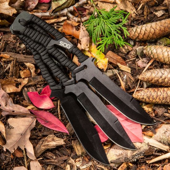 Picture of SOG THROWING KNIVES, PARACORD HANDLE, INCLUDES SHEATH, 3 PACK