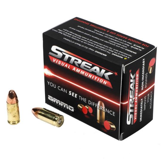 Picture of AMMO INC STREAK 9MM 115GR TMC, NON-INCENDIARY TRACER, RED, 20RD BOX