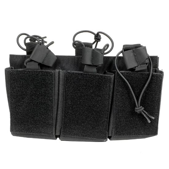 Picture of BLACK AR15 TRIPLE MAG VELCRO POUCH W/ BUNGEE PULLER