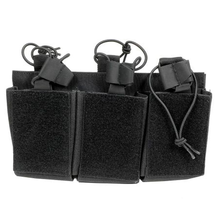 Picture of BLACK AR15 TRIPLE MAG VELCRO POUCH W/ BUNGEE PULLER