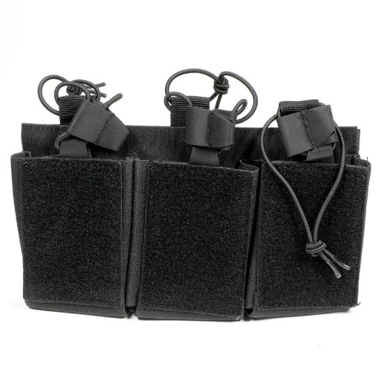 Picture of BLACK AR15 TRIPLE MAG VELCRO POUCH W/ BUNGEE PULLER