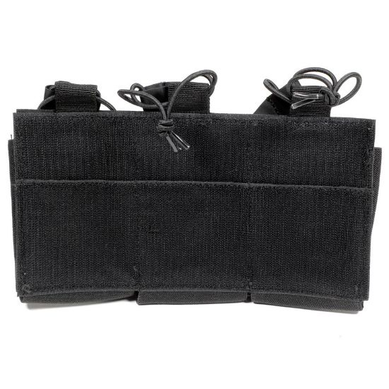 Picture of BLACK AR15 TRIPLE MAG VELCRO POUCH W/ BUNGEE PULLER