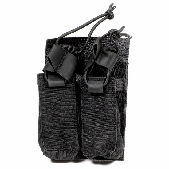 Picture of BLACK DUAL PISTOL MAG VELCRO POUCH W/ BUNGEE PULLER