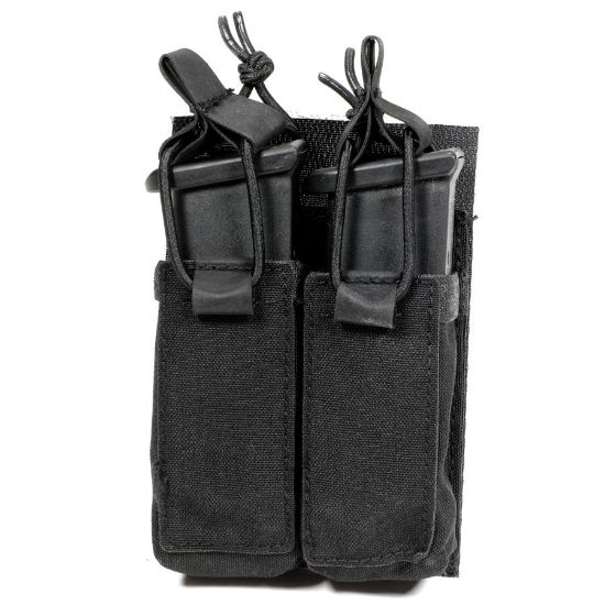 Picture of BLACK DUAL PISTOL MAG VELCRO POUCH W/ BUNGEE PULLER