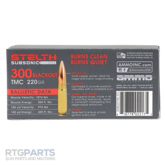 Picture of AMMO INC STELTH 300 BLACKOUT 220GR SUBSONIC, TMC, 20RD BOX