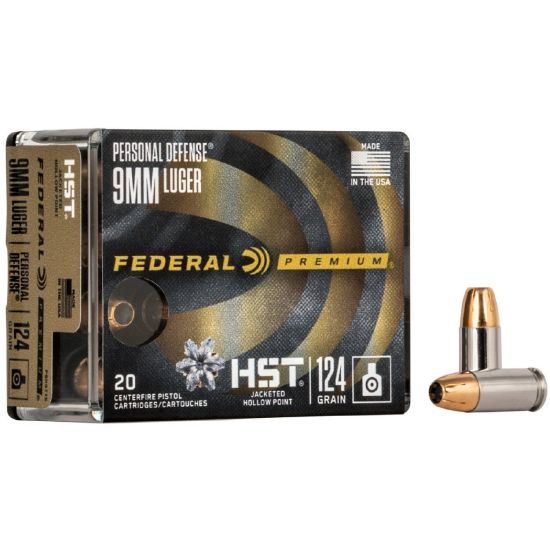 Federal Personal Defense HST 9mm 124gr Jacketed Hollow Point, JHP, The Best, 20rd Box, 029465063924, AMMO-P9HST1S, RTG Parts