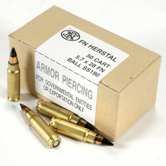 Picture of FN 5.7X28MM SS190 AP, BLACK TIP, ARMOR PIERCING, 50RD BOX