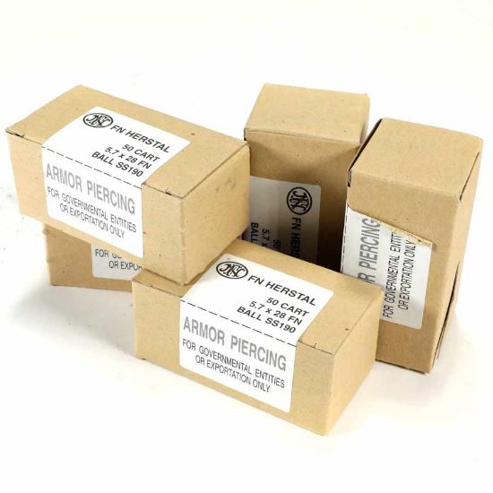 Picture of FN 5.7X28MM SS190 AP, BLACK TIP, ARMOR PIERCING, 50RD BOX