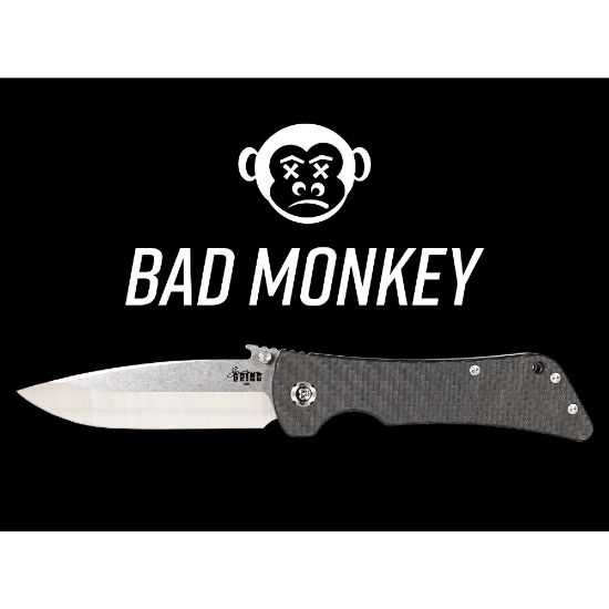 Picture of SOUTHERN GRIND BAD MONKEY FOLDING KNIFE 4" DROP POINT BLACK CARBON HANDLE