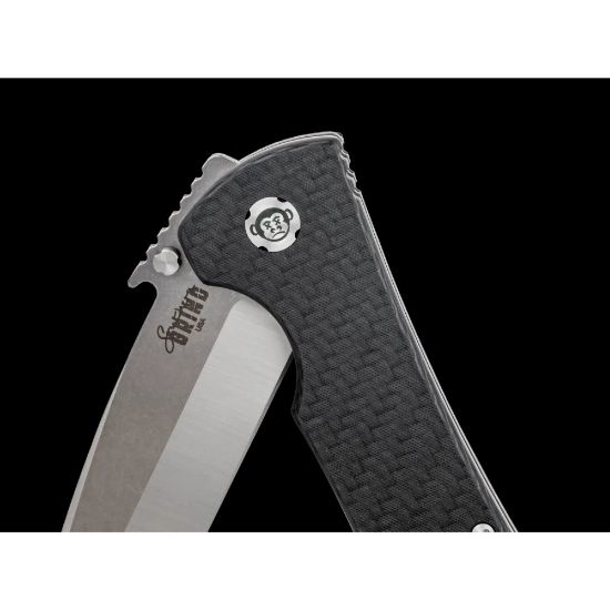 Picture of SOUTHERN GRIND BAD MONKEY FOLDING KNIFE 4" DROP POINT BLACK CARBON HANDLE