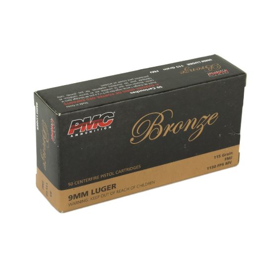 Picture of PMC BRONZE AMMUNITION 9MM 115GR FMJ, 50RD/BOX