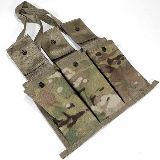 Combo USGI OCP Camo 3-Cell Mag Bandolier w/ Three Magpul PMAG AR15 30rd Magazines, All new parts, NOS, Molle, US Army Surplus, NSN 8465-01-580-1312, ALT-BANDOLIER-COMBO, RTG Parts