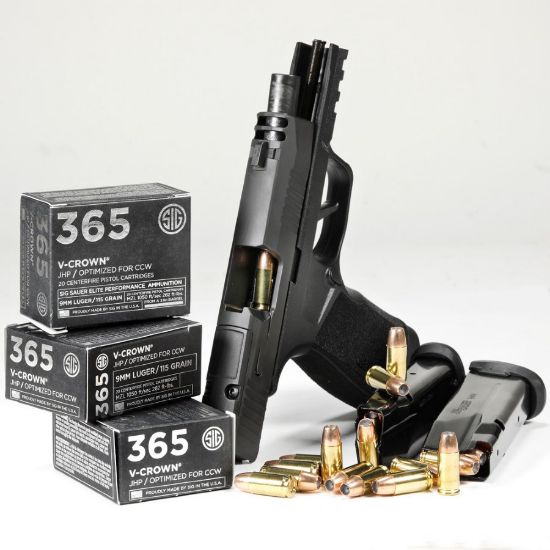 Picture of SIG P365 9MM 115GR ELITE V-CROWN JHP, DESIGNED FOR SHORT BARRELS, 20RD BOX