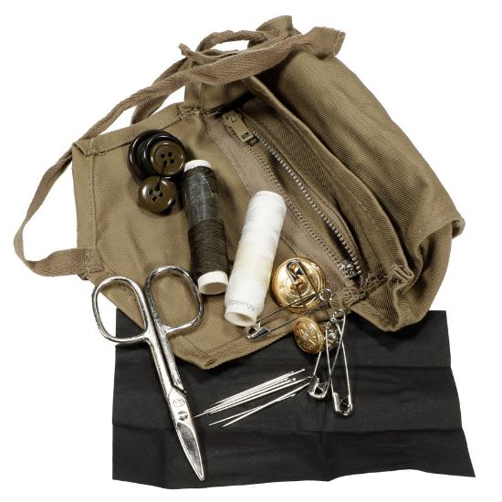 Picture of ITALIAN KHAKI SEWING KIT LIKE NEW, W/ BUTTONS