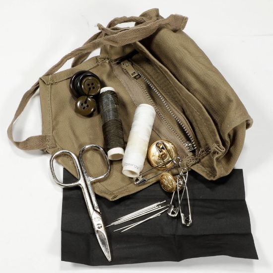 Picture of ITALIAN KHAKI SEWING KIT LIKE NEW, W/ BUTTONS