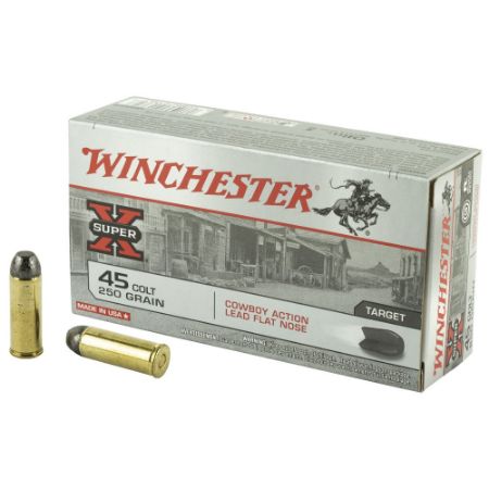 Winchester USA .45 Long Colt Cowboy Action, 250gr Lead Flat Point, 250 grain, 50 Round Box, 45LC, 020892213616, AMMO-USA45CB, RTG Parts
