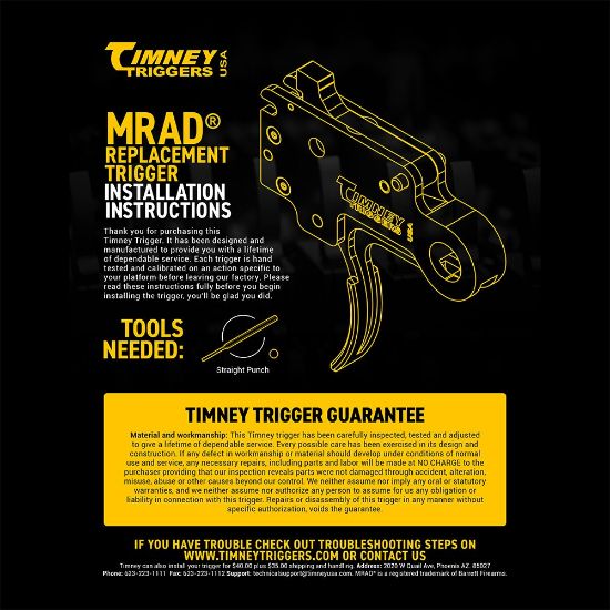 Picture of TIMNEY SINGLE STAGE TRIGGER FOR BARRETT MRAD