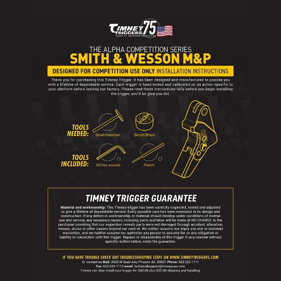 Picture of TIMNEY TRIGGERS ALPHA COMPETITION TRIGGER FOR SMITH & WESSON M&P