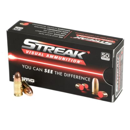 Picture of AMMO INC STREAK 9MM 115GR TMC NON-INCENDIARY TRACER, RED, 50RD BOX