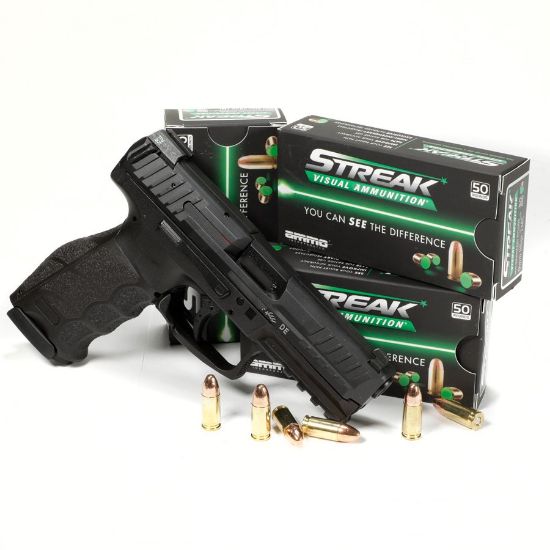 Picture of AMMO INC STREAK 9MM 124GR TMC, NON-INCENDIARY TRACER, GREEN, 50RD BOX