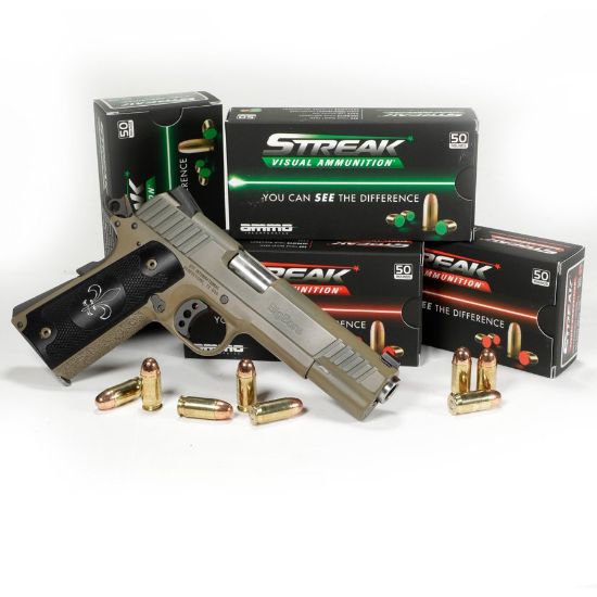 Picture of AMMO INC STREAK 45ACP 230GR TMC, NON-INCENDIARY TRACER, GREEN, 50RD BOX