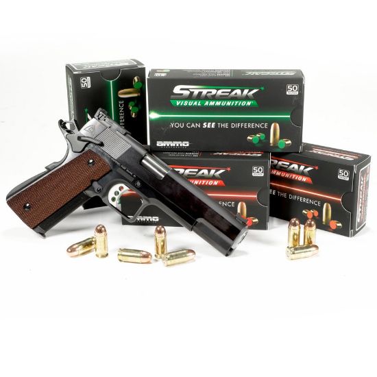 Picture of AMMO INC STREAK 45ACP 230GR TMC, NON-INCENDIARY TRACER, RED, 50RD BOX