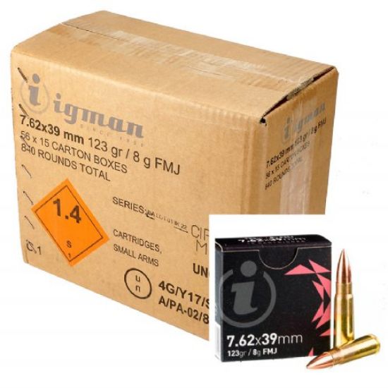 Picture of 840RD CASE 7.62X39 M67 BRASS CASED 123GR FMJ, NON-CORROSIVE