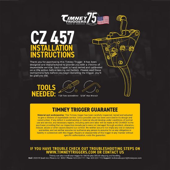 Picture of TIMNEY TRIGGER FOR CZ 457, STRAIGHT BLADE