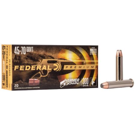 Federal Hammer Down 45-70 Government, 300 Grain Bonded Soft Point, 20 Round Box, 200gr, 20rd, 604544658361, AMMO-LG45701, RTG Parts