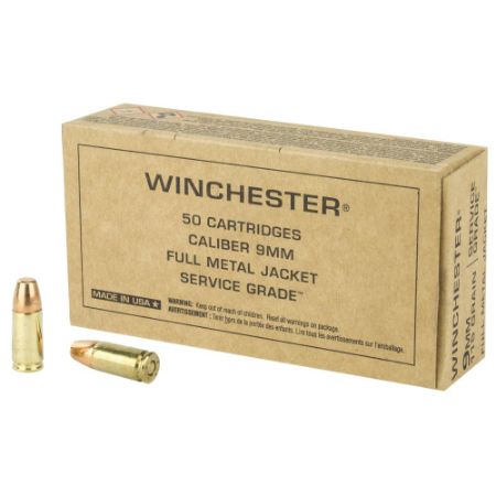 Picture of WINCHESTER SERVICE GRADE 9MM 115GR FMJ, 50RD BOX