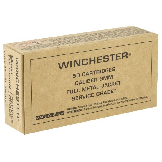 Picture of WINCHESTER SERVICE GRADE 9MM 115GR FMJ, 50RD BOX