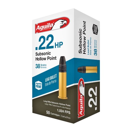 Picture of AGUILA 22LR SUBSONIC 38GR HOLLOW POINT, 50RD BOX