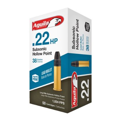 Picture of AGUILA 22LR SUBSONIC 38GR HOLLOW POINT, 50RD BOX
