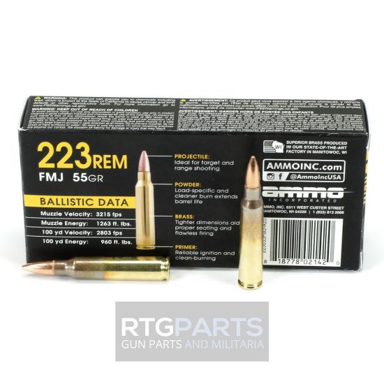 Picture of AMMO INC M193 223 REMINGTON 55 GRAIN FMJ, 20RD BOX