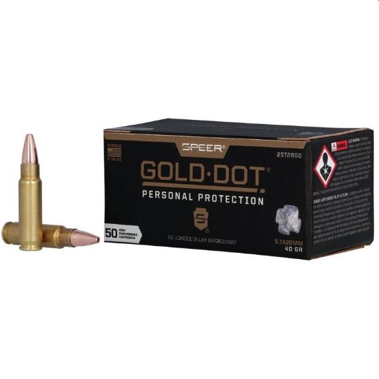 Picture of SPEER GOLD DOT 5.7X28MM 40GR GOLD DOT HOLLOW POINT, 50RD BOX