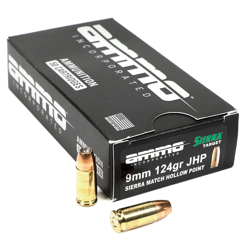RTG Parts Ammo Inc Match 9MM 124 Grain Sierra Match Jacketed Hollow ...