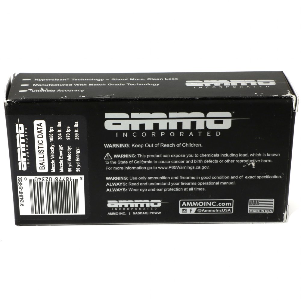 RTG Parts Ammo Inc Match 9MM 124 Grain Sierra Match Jacketed Hollow ...