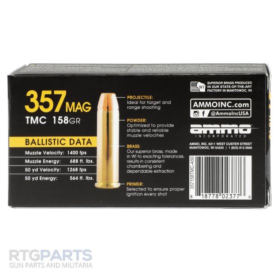 Picture of AMMO INC 357 MAGNUM 158GR TMC, 50RD BOX