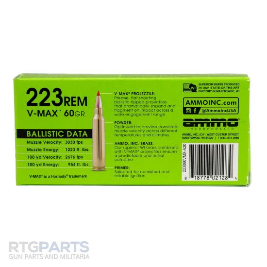 Picture of AMMO INC HUNT LR 223 REMINGTON 60GR V-MAX MATCH, 20RD BOX