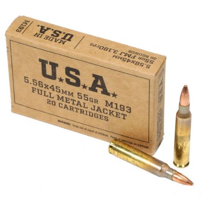 Picture of WINCHESTER SERVICE GRADE 5.56NATO M193 55GR FMJ, 20RD/BOX