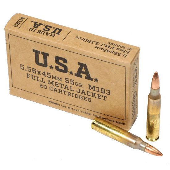 Picture of WINCHESTER SERVICE GRADE 5.56NATO M193 55GR FMJ, 20RD/BOX