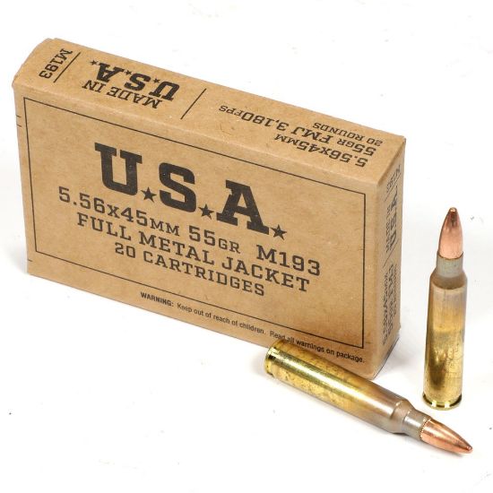 Picture of WINCHESTER SERVICE GRADE 5.56NATO M193 55GR FMJ, 20RD/BOX