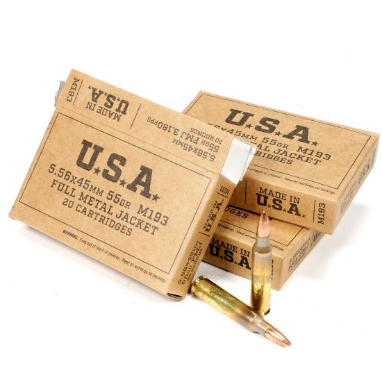 Picture of WINCHESTER SERVICE GRADE 5.56NATO M193 55GR FMJ, 20RD/BOX