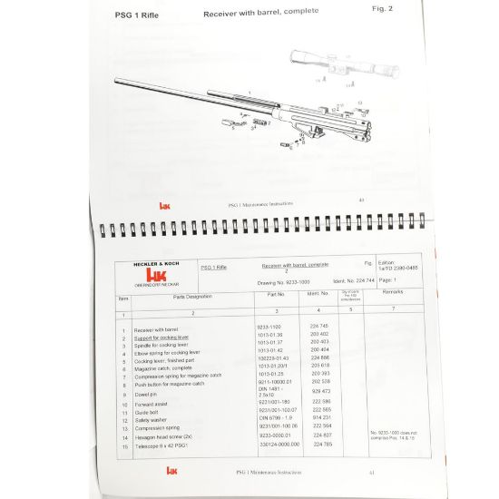 Picture of PSG1 HIGH PRECISION MARKSMAN'S RIFLE MANUAL, INSTRUCTIONS FOR MAINTENANCE AND REPAIR