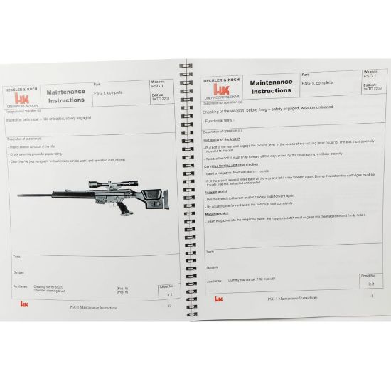 Picture of PSG1 HIGH PRECISION MARKSMAN'S RIFLE MANUAL, INSTRUCTIONS FOR MAINTENANCE AND REPAIR