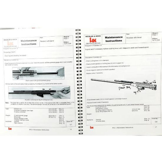 Picture of PSG1 HIGH PRECISION MARKSMAN'S RIFLE MANUAL, INSTRUCTIONS FOR MAINTENANCE AND REPAIR