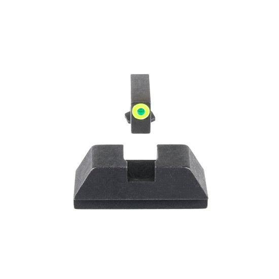 Picture of AMERIGLO 1L TALL OPTIC COMPATIBLE SIGHT SET FOR GLOCK 43X/48 MOS, GREEN TRITIUM W/ LUMIGREEN OUTLINE, BLACK REAR, 