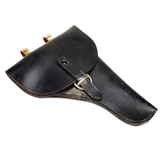 Picture of ITALIAN BLACK LEATHER HOLSTER W/ MAG POUCH AND BELT CLIPS