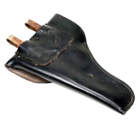 Picture of ITALIAN BLACK LEATHER HOLSTER W/ MAG POUCH AND BELT CLIPS