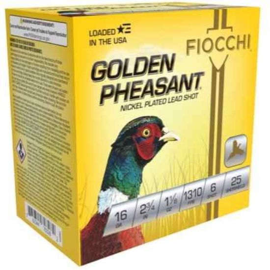 Picture of FIOCCHI GOLDEN PHEASANT 16GA 2.75" 1 1/8OZ #6, 25RD BOX